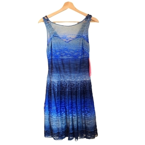 Betsey Johnson Blue Ombre Lace Goth Retro Tea Dress Size 2 - Picture 1 of 5